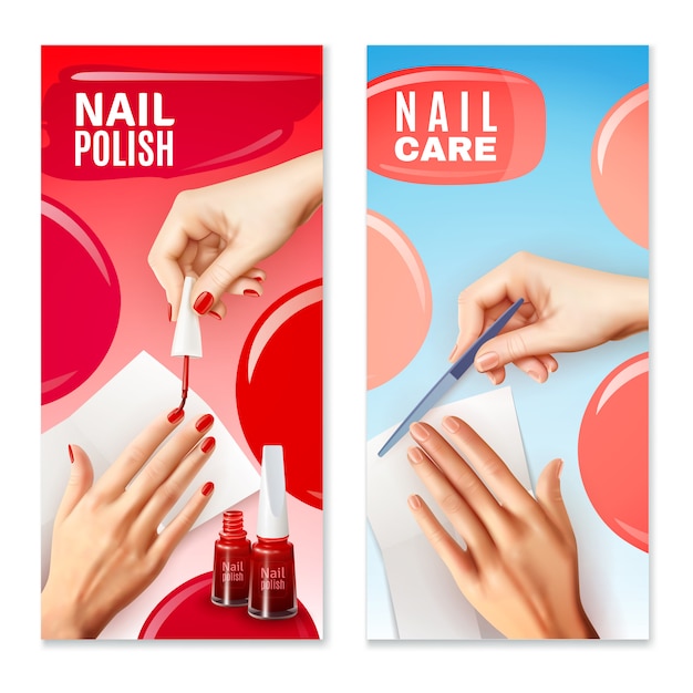 Kostenloser Vektor nagelpflege polnisch banner set