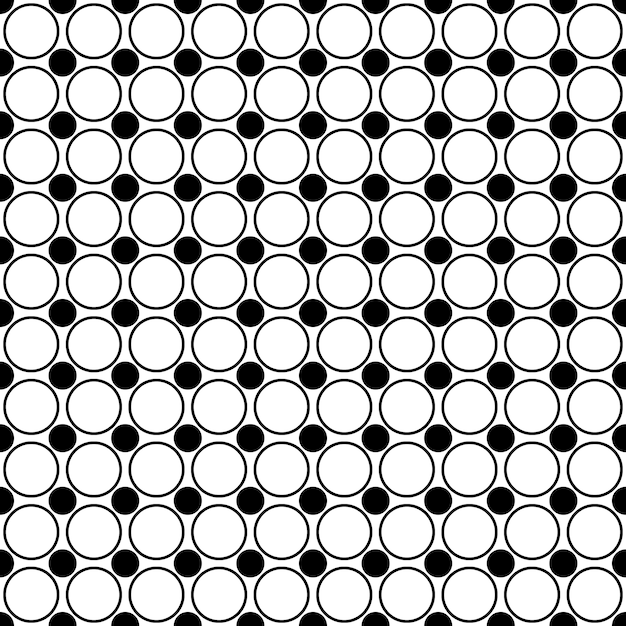 Nahtlose monochrome Kreis Muster - abstrakte geometrische Vektor Hintergrund von Punkten und Kreisen