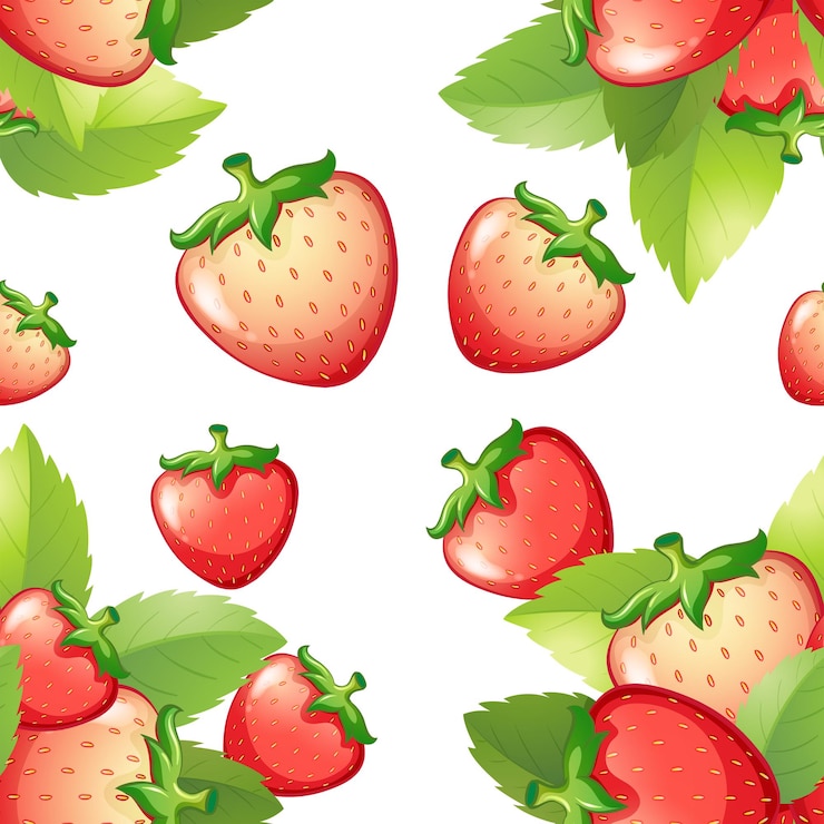 Kostenlose Vektor nahtloser hintergrund mit frischen erdbeeren
