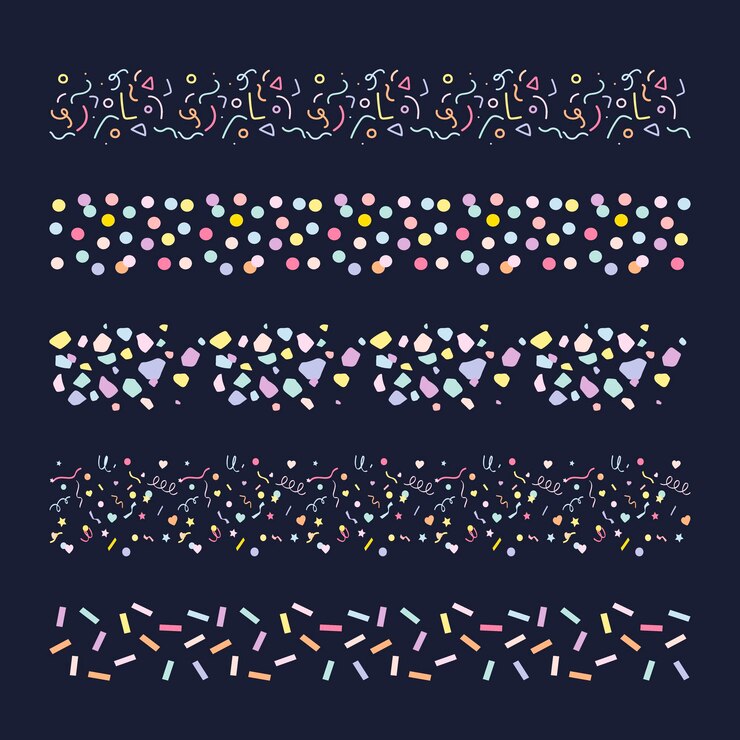 Kostenlose Vektor nahtloser konfetti-pinselstrich-illustrator-vektorsatz