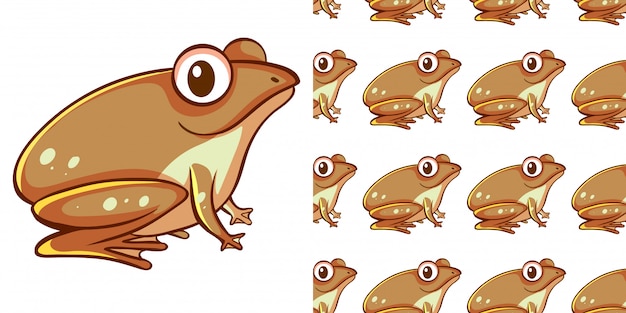 Kostenloser Vektor nahtloses hintergrunddesign mit braunem frosch