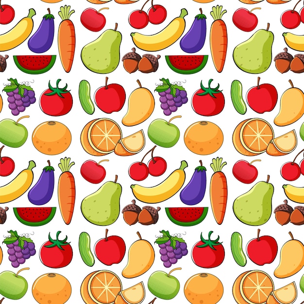 Nahtloses hintergrunddesign mit obst und gemüse