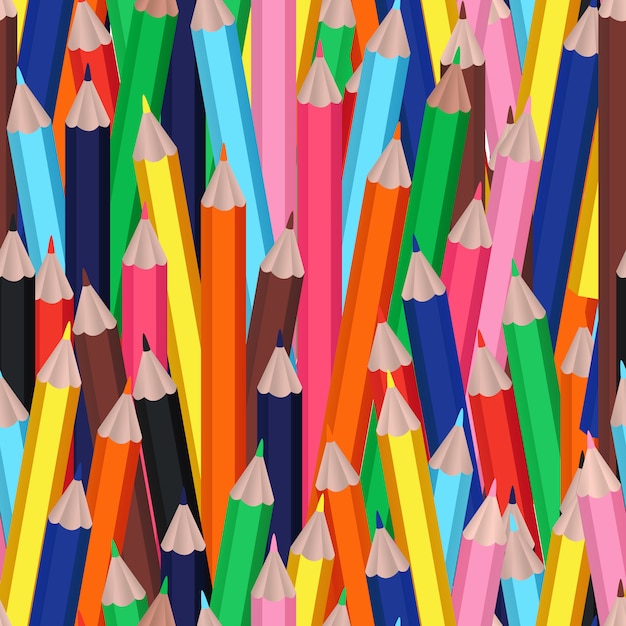Kostenloser Vektor nahtloses muster mit clorful oder mehrfarbenkarikaturbleistiften