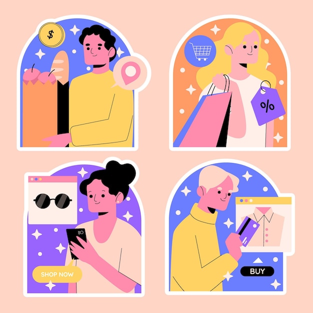 Naive shopping sticker set