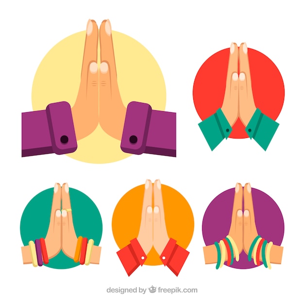 Namaste Geste Mit Blume Kostenlose Vektor