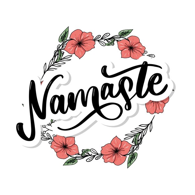 Namaste Schriftzug Indische Begrussung Hallo In Hindi Premium Vektor