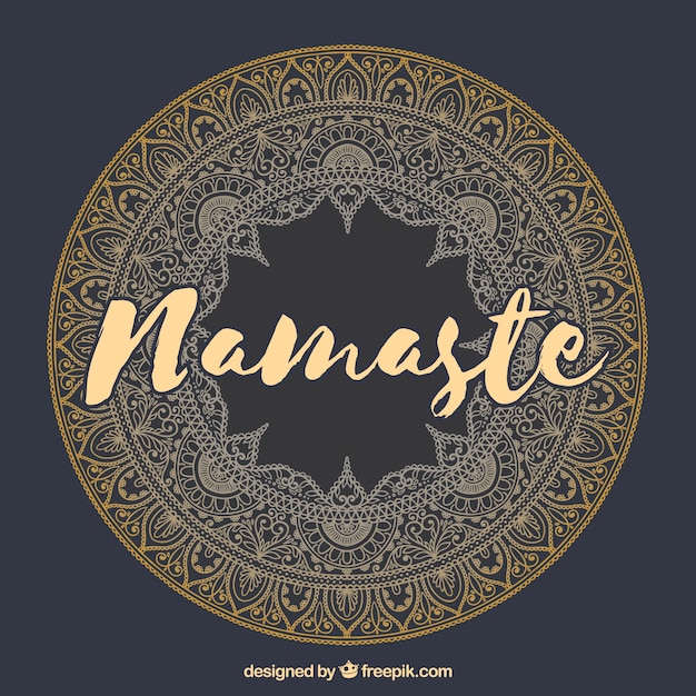 Namaste-Schriftzug mit Mandala