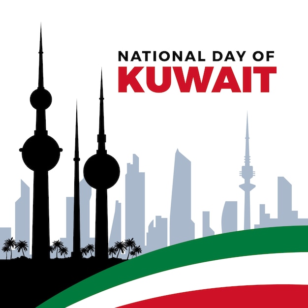 Kostenloser Vektor nationaler tag des flachen entwurfs von kuwait