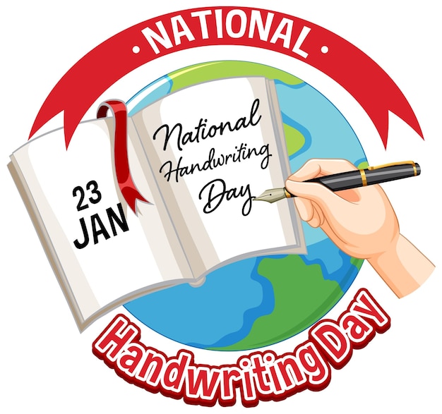 Kostenloser Vektor nationales logo-banner zum tag der handschrift