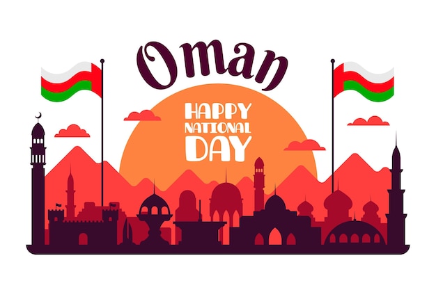 Kostenloser Vektor nationalfeiertag von oman flat design