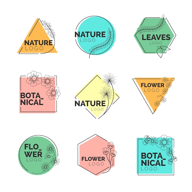 Kostenloser Vektor natürliche business-logo-kollektion in minimalistischem design
