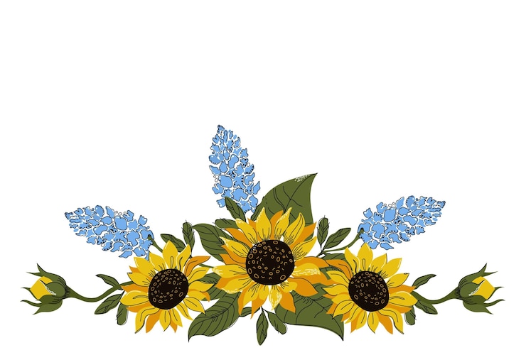 Kostenlose Vektor natürliche sonnenblumengrenze des flachen entwurfs