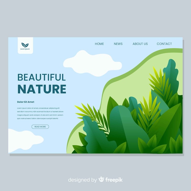 Naturlandungsseite mit vegetationsdesign