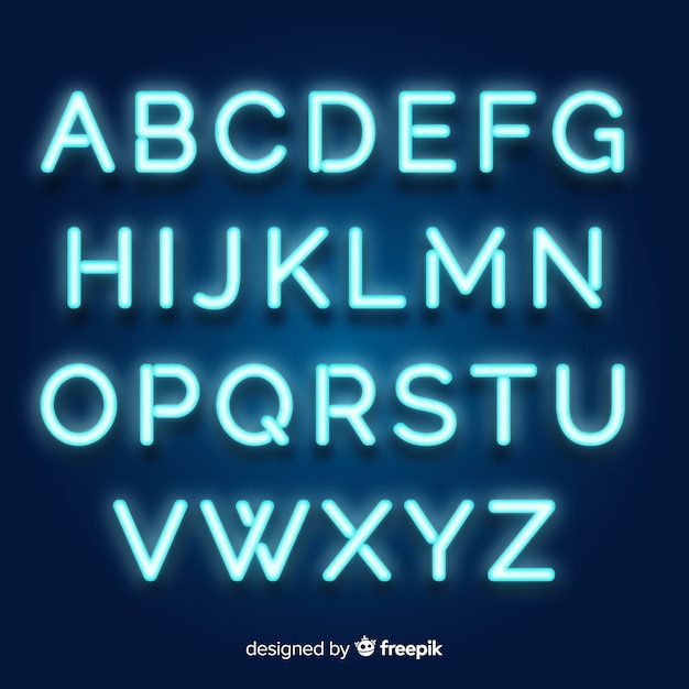 Kostenloser Vektor neon-alphabet im retro-stil