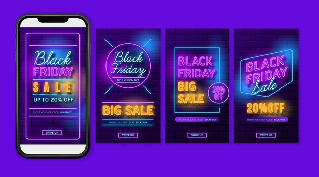 Neon Black Friday Instagram Geschichten
