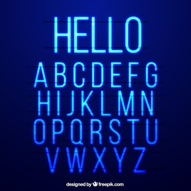 Neon Blue Alphabet