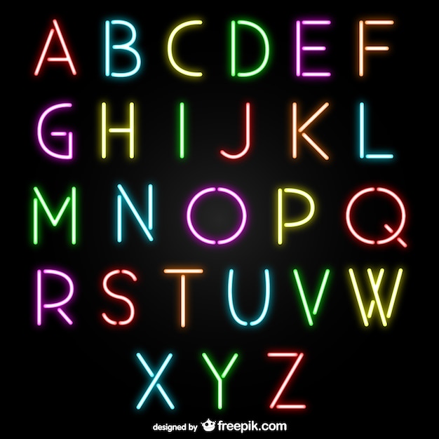 Neon-buchstaben des alphabets