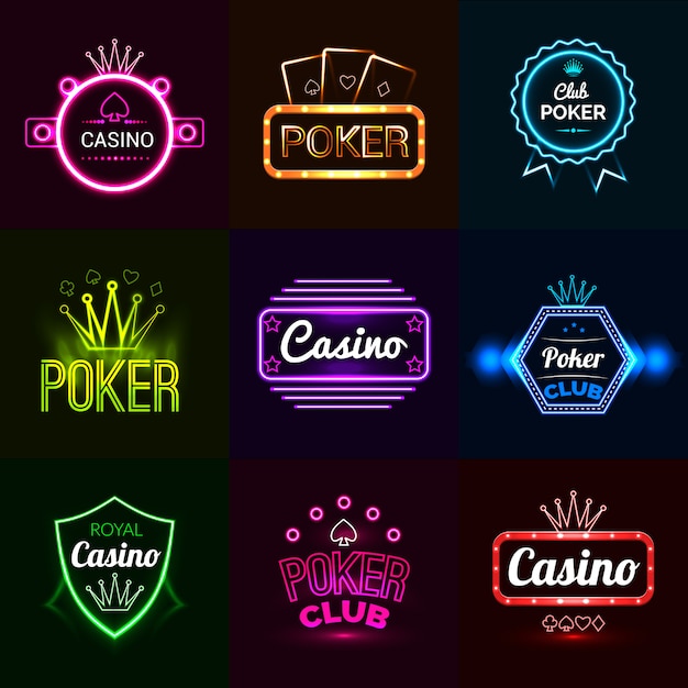 Kostenloser Vektor neon casino embleme