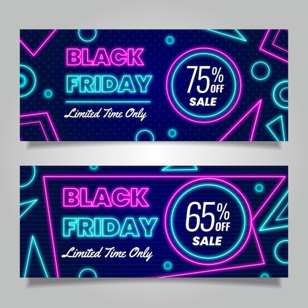 Neon design schwarz freitag banner vorlage