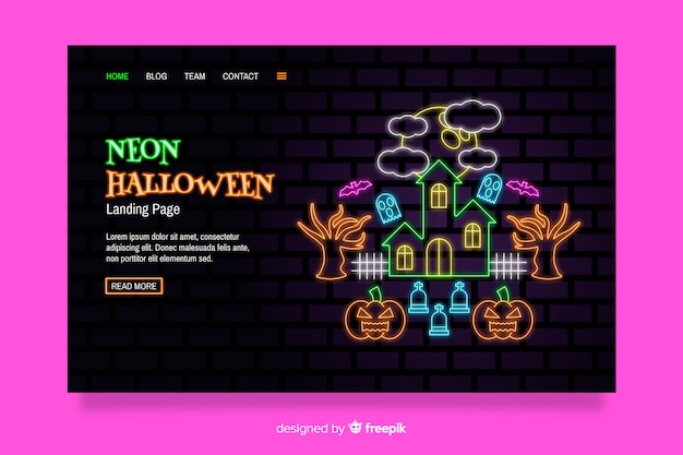 Neon halloween landing page