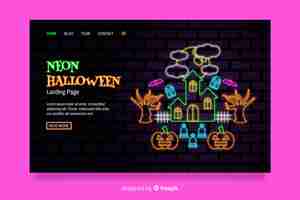 Kostenloser Vektor neon halloween landing page