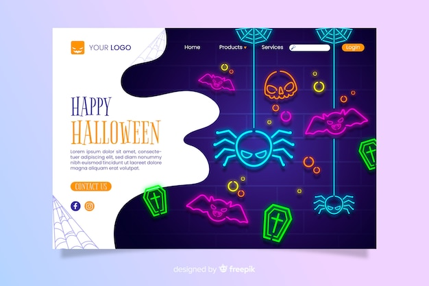 Neon halloween landing page