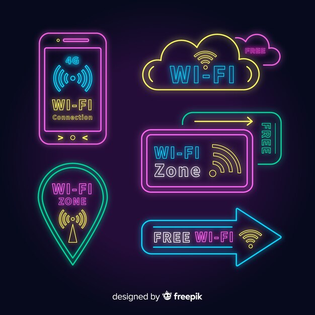 Neon kostenlose Wifi-Zeichen-Auflistung