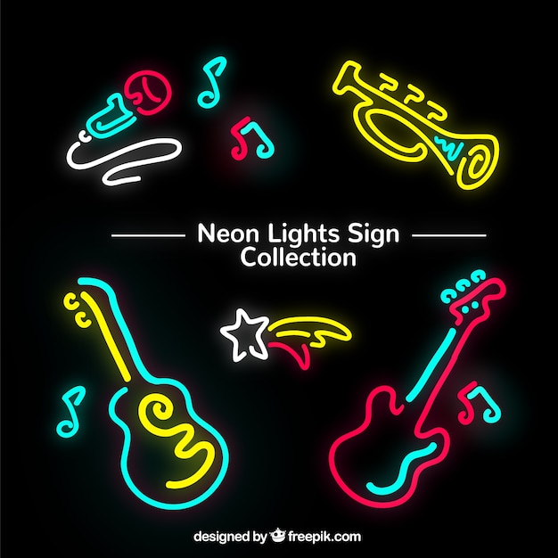 Neon-lichter von instrumenten