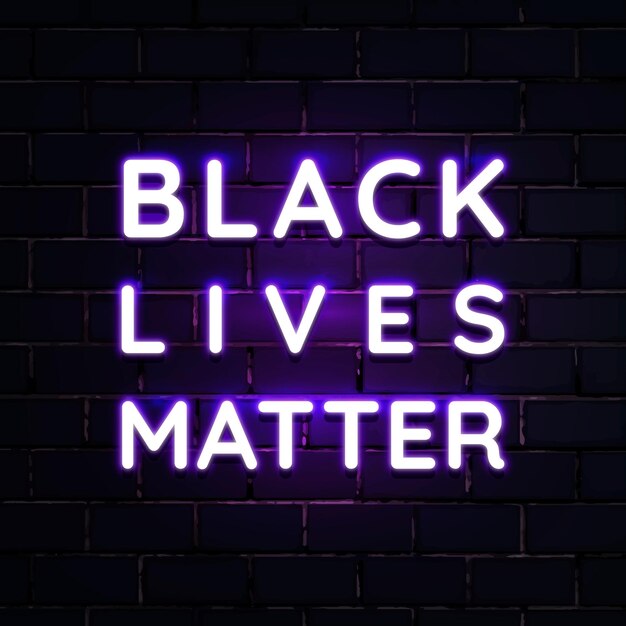 Neon lila schwarze Leben sind wichtig Zeichenvektor