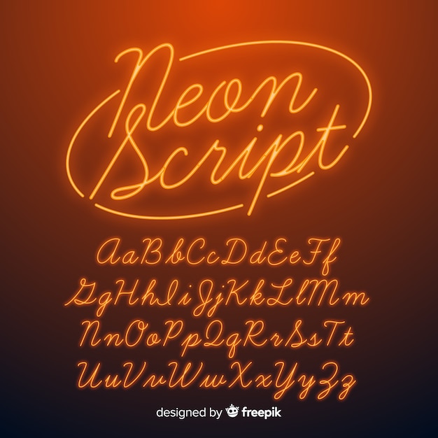 Neon-skript-alphabet