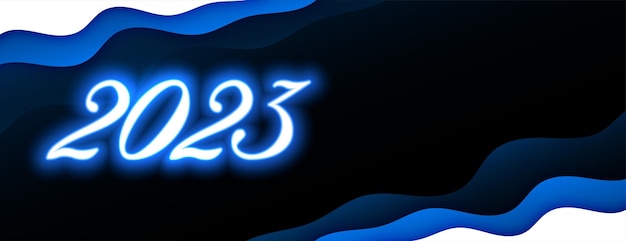 Kostenloser Vektor neon-stil 2023-schriftzug für neujahrsanlass-banner