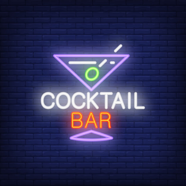 Kostenloser Vektor neonikone der cocktailbar