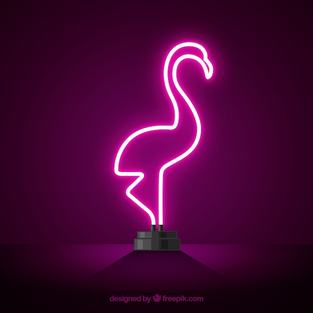 Kostenloser Vektor neonlampe mit flamingoform