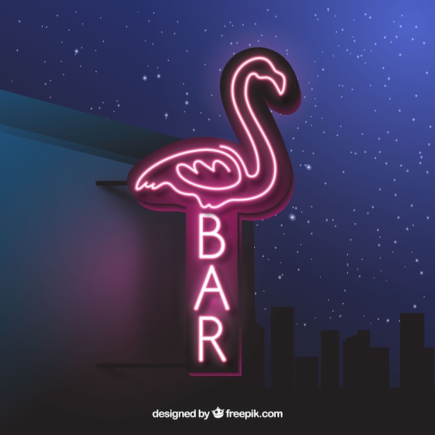 Neonlampe mit flamingoform