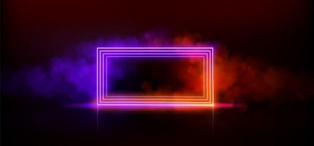 Neonlichter Rechteckrahmen mit Rauchwolke