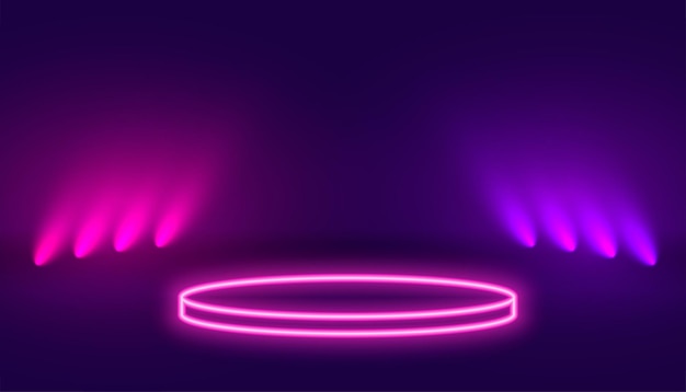 Neonpodestplattform mit Lichteffekthintergrund