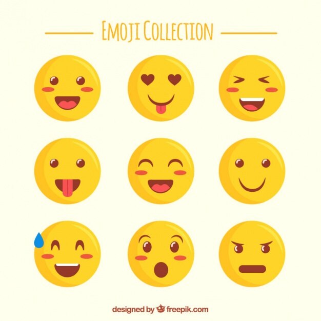 Nette Auswahl an flachen Emojis