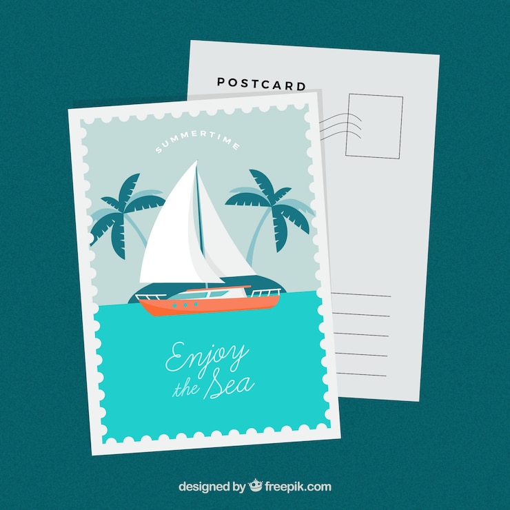 Kostenlose Vektor nette sommerpostkarte