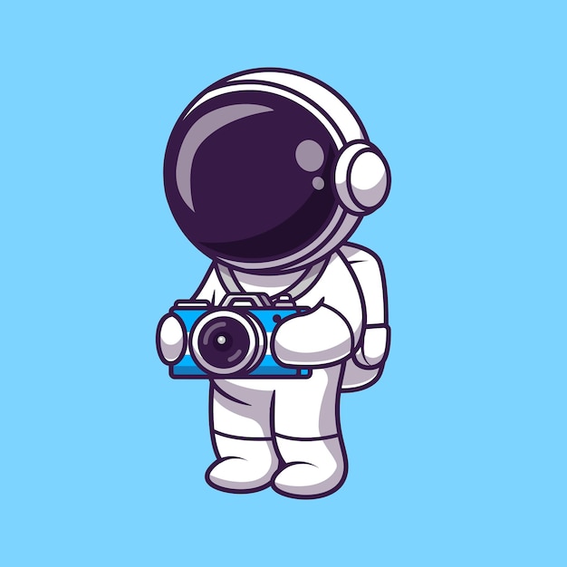 Netter astronaut mit kamera-illustration