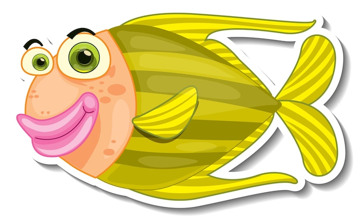 Kostenlose Vektor netter fisch-meer-cartoon-aufkleber