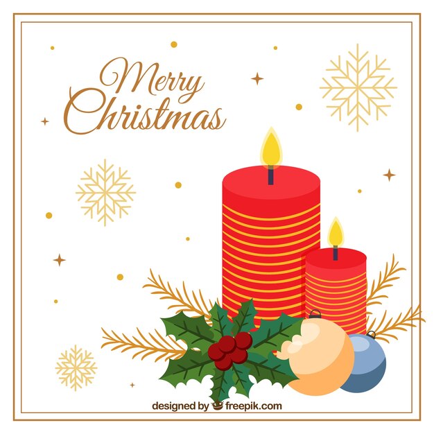 Netter Hintergrund von frohen Weihnachten von roten Kerzen