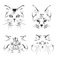 Netter katzen-gesichts-illustrations-satz