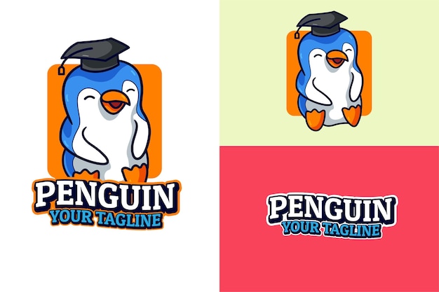 Kostenloser Vektor netter pinguin-abschluss-ausbildung