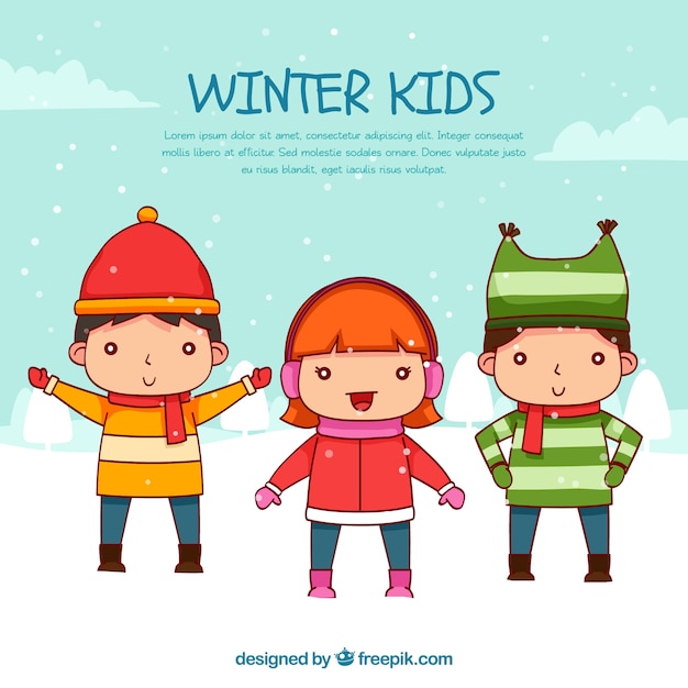 Netter winterhintergrund mit kindern