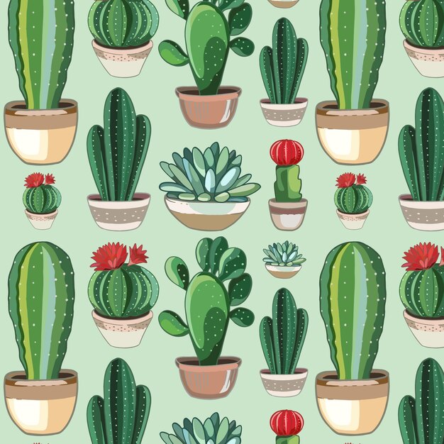 Nettes gezeichnetes Kaktusmuster