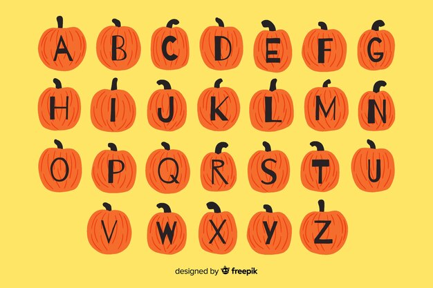 Nettes Halloween-Kürbisalphabet