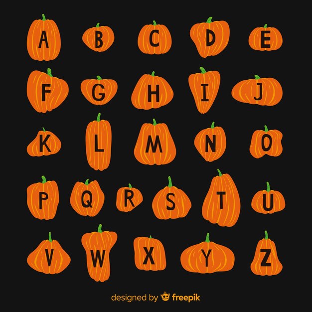 Nettes Halloween-Kürbisalphabet