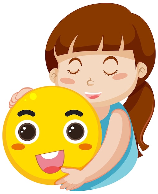 Kostenloser Vektor nettes mädchen umarmt lächeln emoji