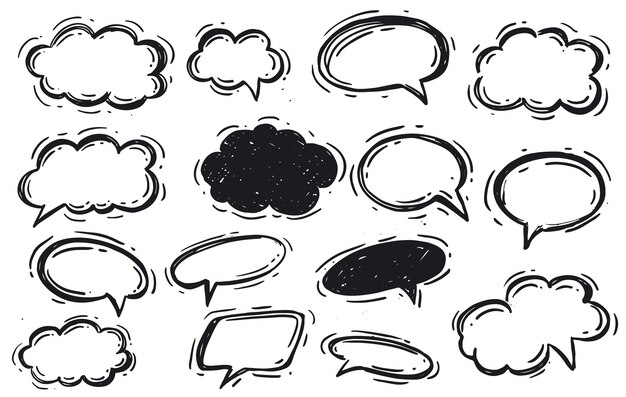 Nettes sprechblasen-doodle-set