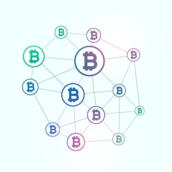 Netzwerk von blockchain bitcoins hintergrund